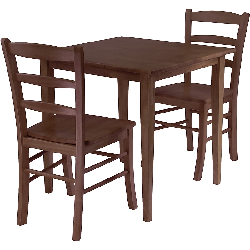 Winsome Groveland 29.13" x 29.53" x 29.53" Wood Square Dining Table with 2 Chairs, Antique Walnut, 3 Pieces image 1