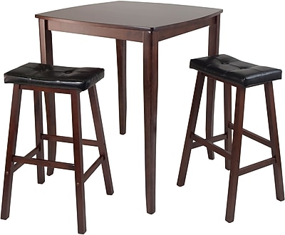 Winsome Inglewood High/Pub Dining Table with 2 Cushion Stools