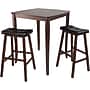 Winsome 38.9" x 33.8" Square Inglewood High/Pub Dining Table with 2 Cushion Stools, Antique Walnut, 3 Pieces~#|#~s0731099_sc7