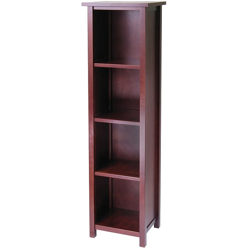 Winsome Milan Solid/Composite Wood 5-Tier Tall Storage Shelf or Bookcase, Antique Walnut (94416) image 1
