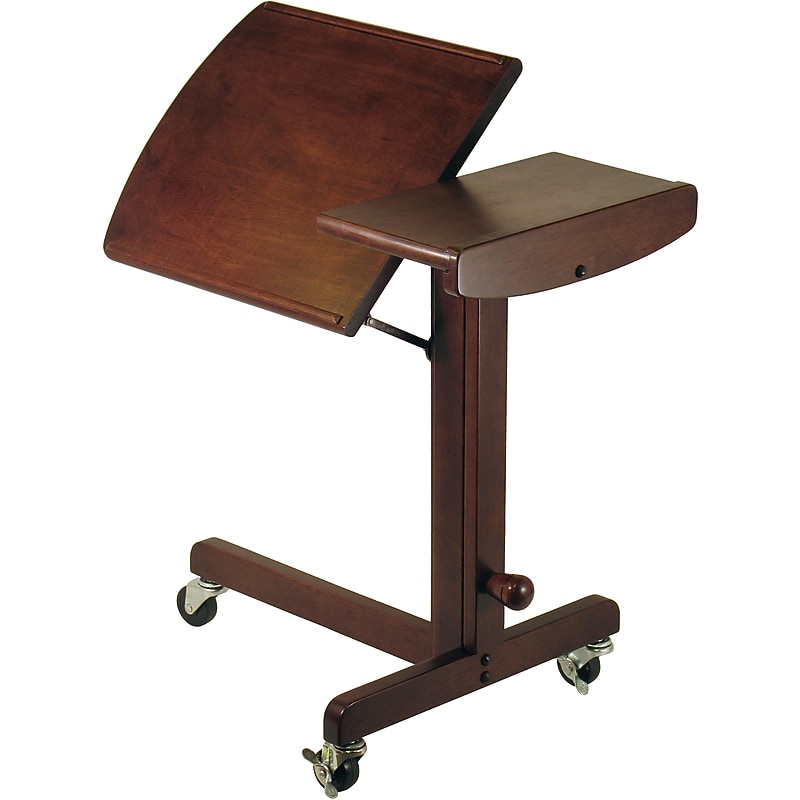 Winsome 24.8" x 16.93" Wood Adjustable Height Laptop Cart, Antique Walnut (94423) image 1