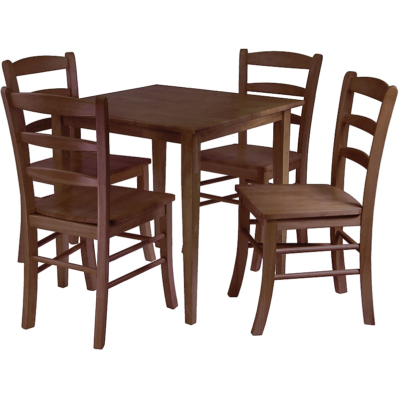 Winsome Groveland 29.13" x 29.53" x 29.53" Wood Square Dining Table with 4 Chairs, Antique Walnut, 5 Pieces image 1