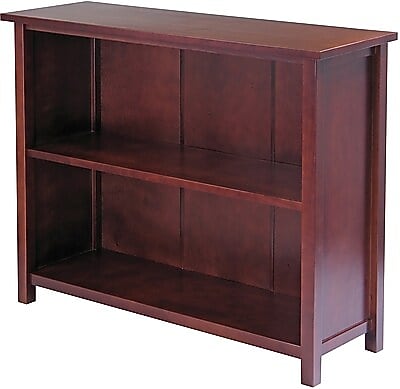 Winsome Milan Solid/Composite Wood 3-Tier Long Storage Shelf or Bookcase, Antique Walnut Sansujyuku sansujyuku.com