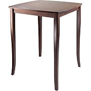Winsome inglewood 38.9" x 33.8" x 33.8" Wood Square Curved Top High Table, Antique Walnut