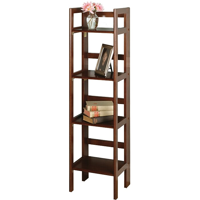 Winsome Solid/Composite Wood 4-Tier Narrow Folding Shelf, Antique