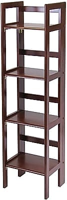 Winsome Solid/Composite Wood 4-Tier Narrow Folding Shelf, Antique Walnut Sansujyuku sansujyuku.com