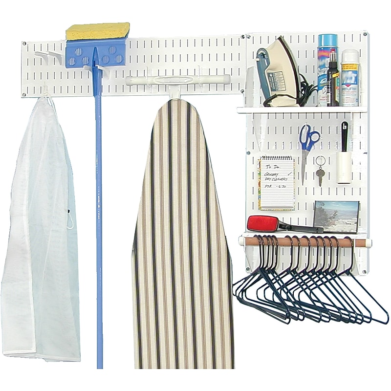 Wall Control Laundry Room & Pantry Organizer Storage Kit, White Tool Board and Blue Accessories (10-LAU-200 WBU) image 1