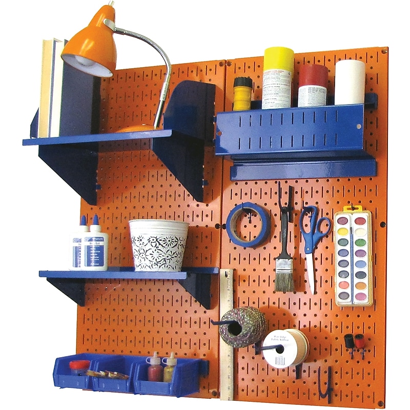 Wall Control Craft Center Pegboard Organizer Kit, Orange Tool Board and Blue Accessories (30-CC-200 ORBU) image 1