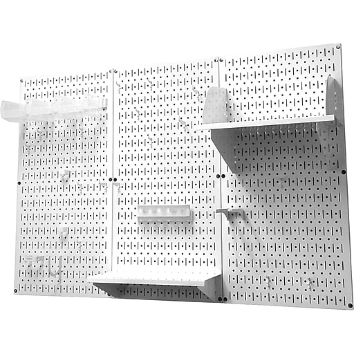 Wall Control 4' Metal Pegboard Standard Workbench Kit, White Tool Board