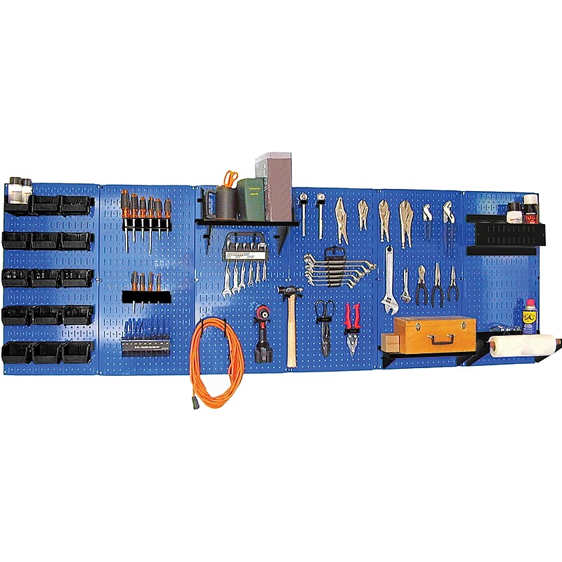 Wall Control 8' Metal Pegboard Master Workbench Kit, Blue Tool Board and Black Accessories image 1