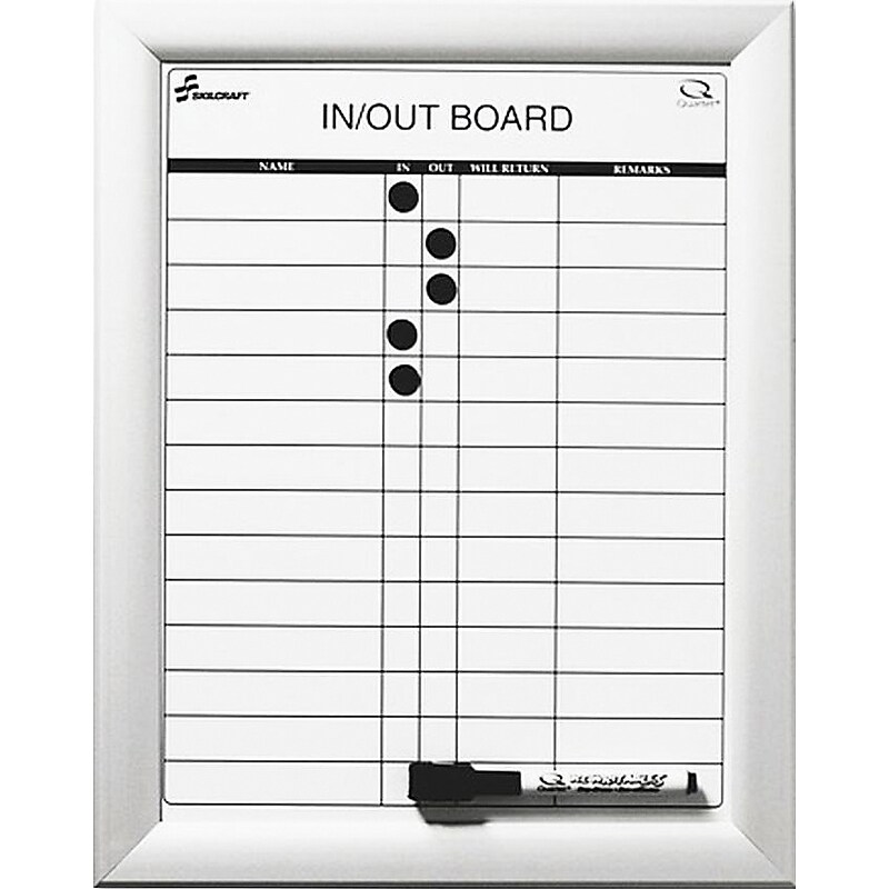 AbilityOne Skilcraft In-Out Dry Erase Board, Aluminum Frame, 11" x 14" (NIB014845261) image 1