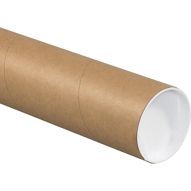 3" x 36" Kraft Heavy-Duty Mailing Tubes with Caps image 1