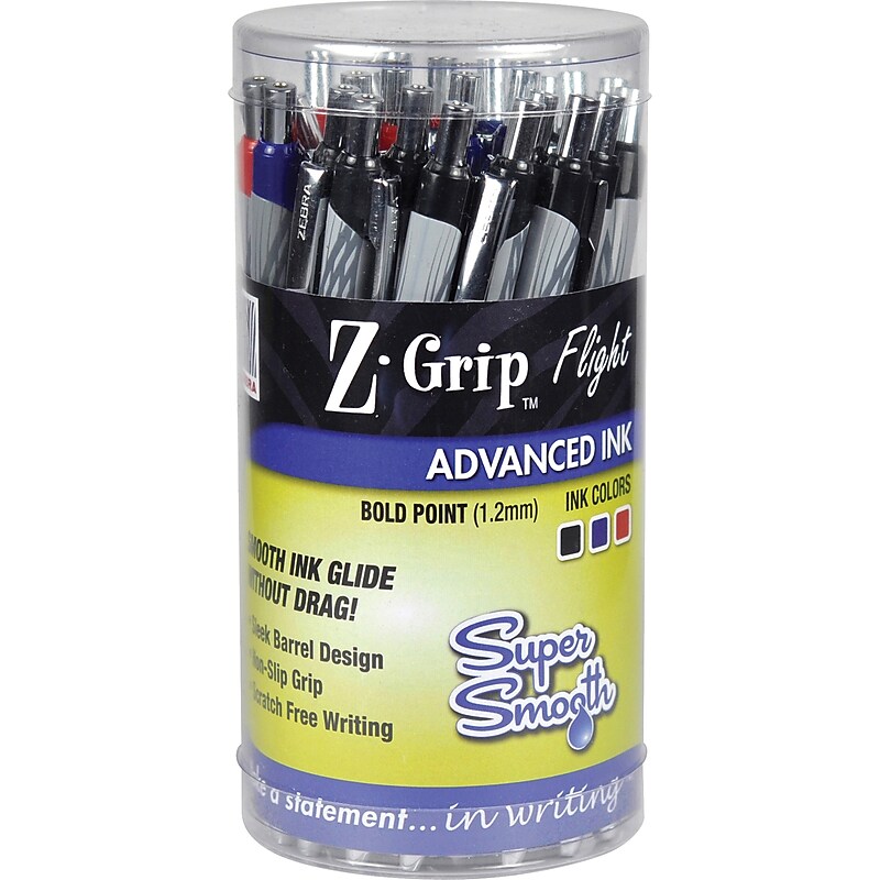 Zebra Z-Grip Retractable Ballpoint Pen, Bold Point, 1.2mm, Assorted Ink, Bulk Pack (92209) image 1