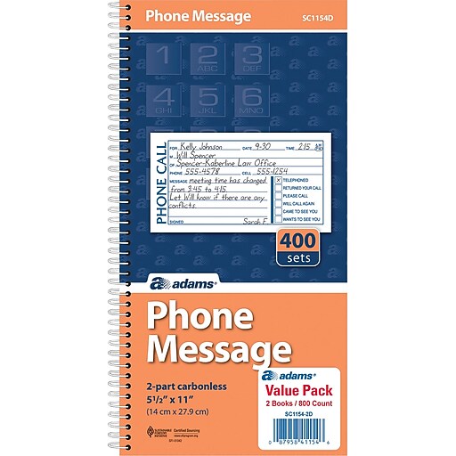 Adams® Phone Message Book Staples