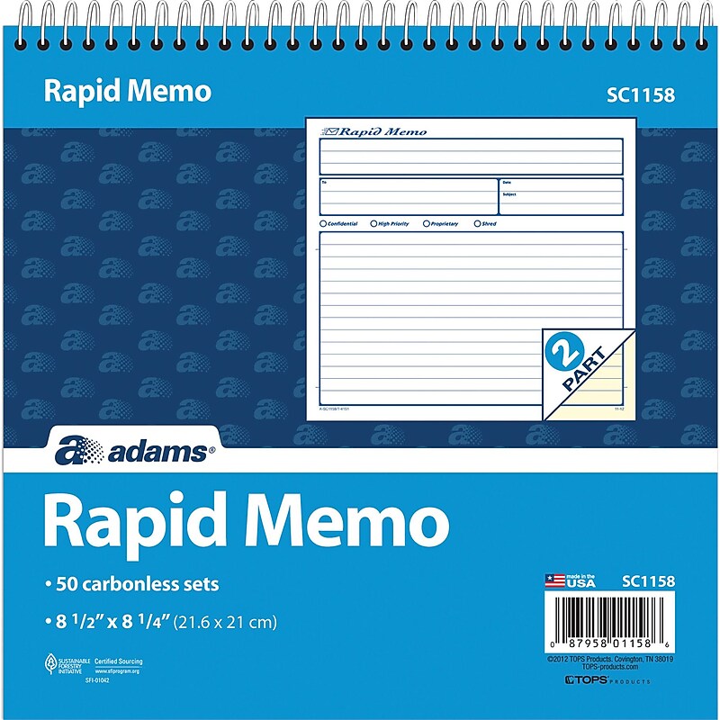 Adams Accounting Journal, 8.5" x 7.25", White, 50 Sheets/Book (SC1158) image 1