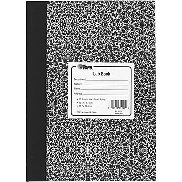 TOPS Lab Notebook, 10 3/8" x 7 7/8", Quad Ruled, 60 Sheets, Green Marble (35128)