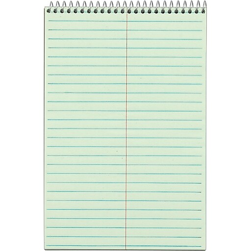 TOPS Steno Books, 6" x 9", Gregg Ruled, Greentint, 80 Sheets/Pad, 72