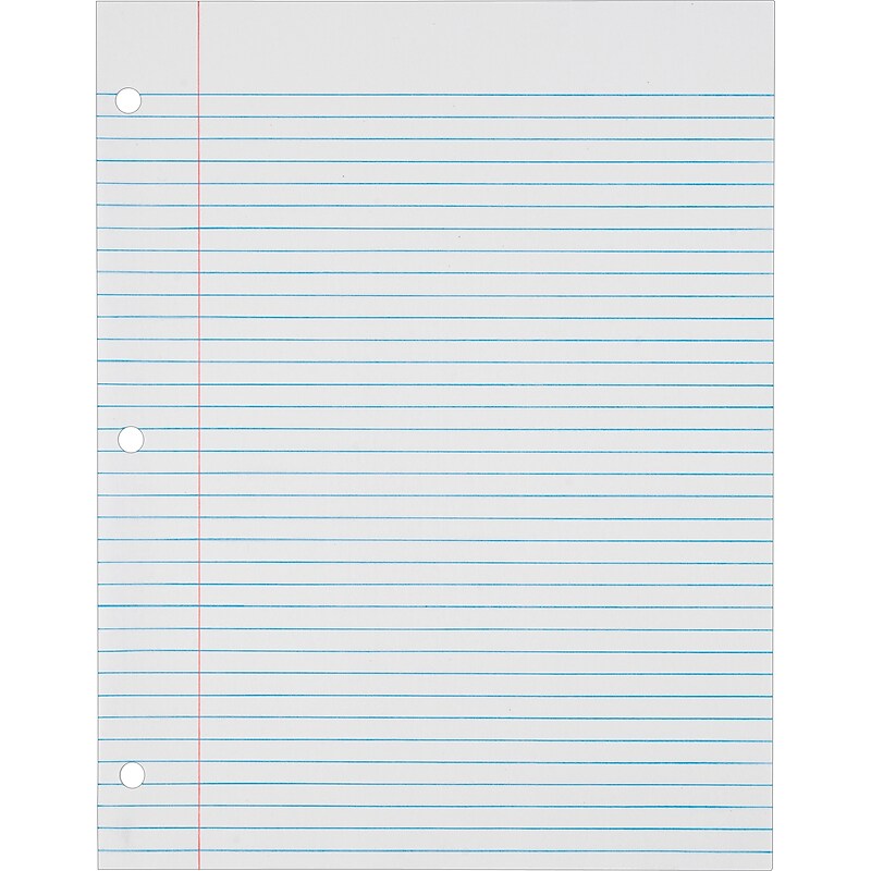 TOPS College Ruled Filler Paper, 8.5" x 11", 3-Hole Punched, 500 Sheets/Pack (62349) image 1