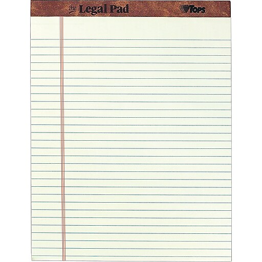 TOPS® The Legal Pad Writing Notepad, 8 1/2" x 11 3/4", Legal Rule