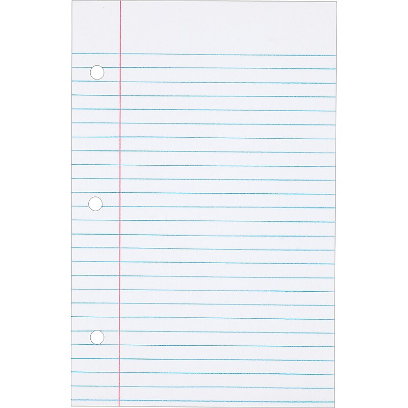 TOPS College Ruled Filler Paper, 5.5" x 8.5", 3-Hole Punched, 100 Sheets/Pack (62304) image 1