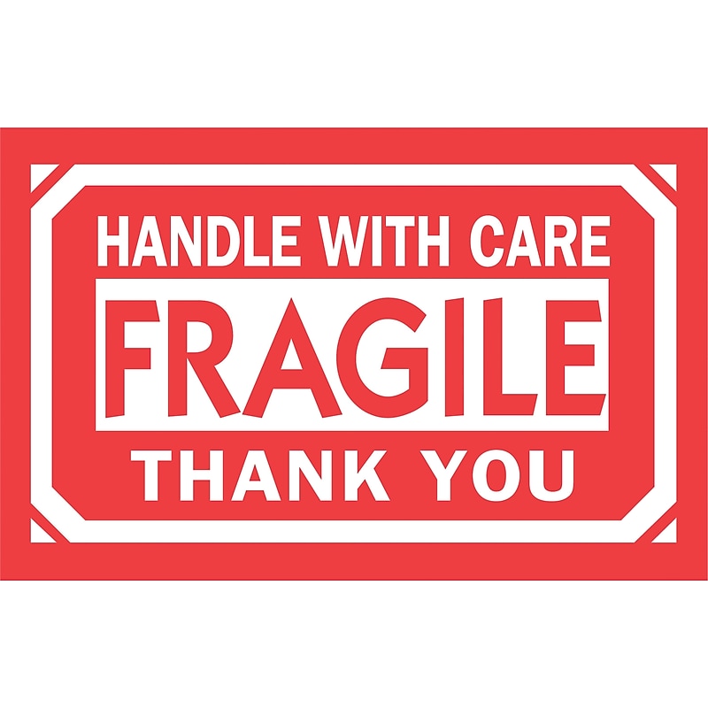 3 x 5" Fragile Handle with Care Thank You Label image 1