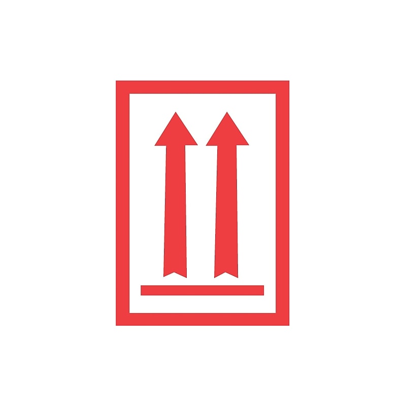 Decker Tape Products Arrows Directional Adhesive Label, 3 x 5, White with red, Roll (DL1930) image 1