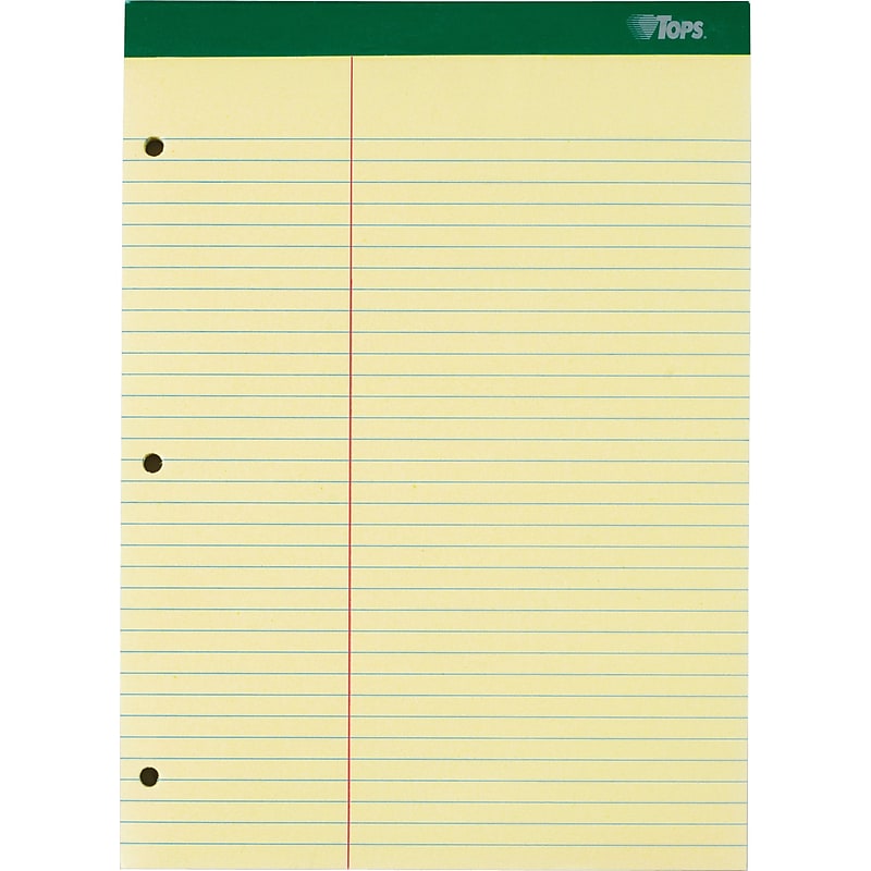 TOPS Double Docket Writing Tablet, 8-1/2" x 11-3/4", Law Ruled, Canary, 100 Sheets/Pad (63394) image 1