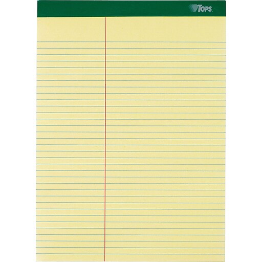 TOPS Double Docket Writing Tablets, 81/2" x 113/4", Law Ruled, Canary