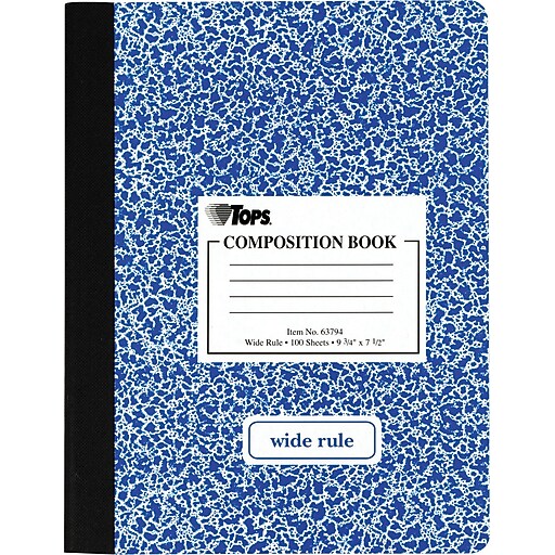 TOPS 1Subject Composition Notebooks, 7.5" x 9.75", Wide Ruled, 100