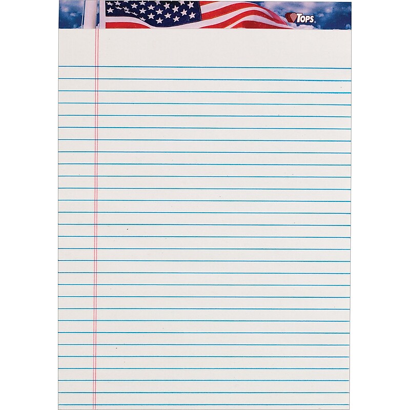 TOPS Recycled American Pride Writing Tablet, 8-1/2" x 11-3/4", Legal Ruled, White, 50 Sheets/Pad, 12 Pads/Pack (75140) image 1
