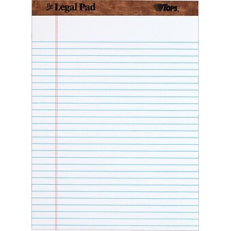 TOPS The Legal Pad Notepad, 8.5" x 11.75", Wide Ruled, White, 50 Sheets/Pad, 1 Pad/Pack (TOP 7533)