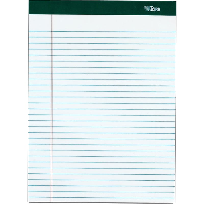 TOPS® Double Docket® Writing Tablet, White, Narrow Ruled, 8 1/2" x 11 3/4", 100 Sheets/Pad, 4/Pk image 1