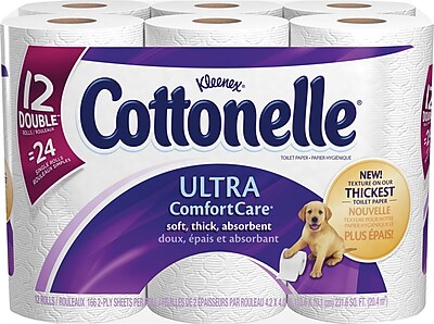 Kleenex Cottonelle Ultra Comfort Care Double Roll Toilet Paper, 12 Rolls/Pack (39417)