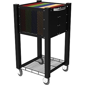 Vertiflex InstaCart Metal Mobile File Cart with Swivel Wheels, Black (AVT-VF53002)