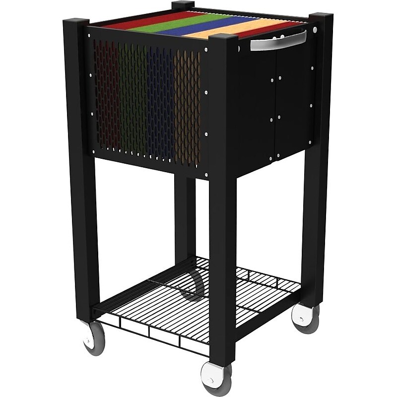 Vertiflex InstaCart Metal Mobile File Cart with Swivel Wheels, Black (AVT-VF53002) image 1