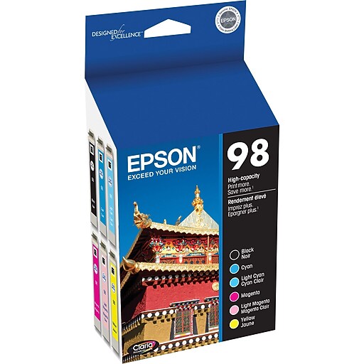 Epson 98 Black & Color C/M/Y/LC/LM Ink Cartridges (T098120BCS), High