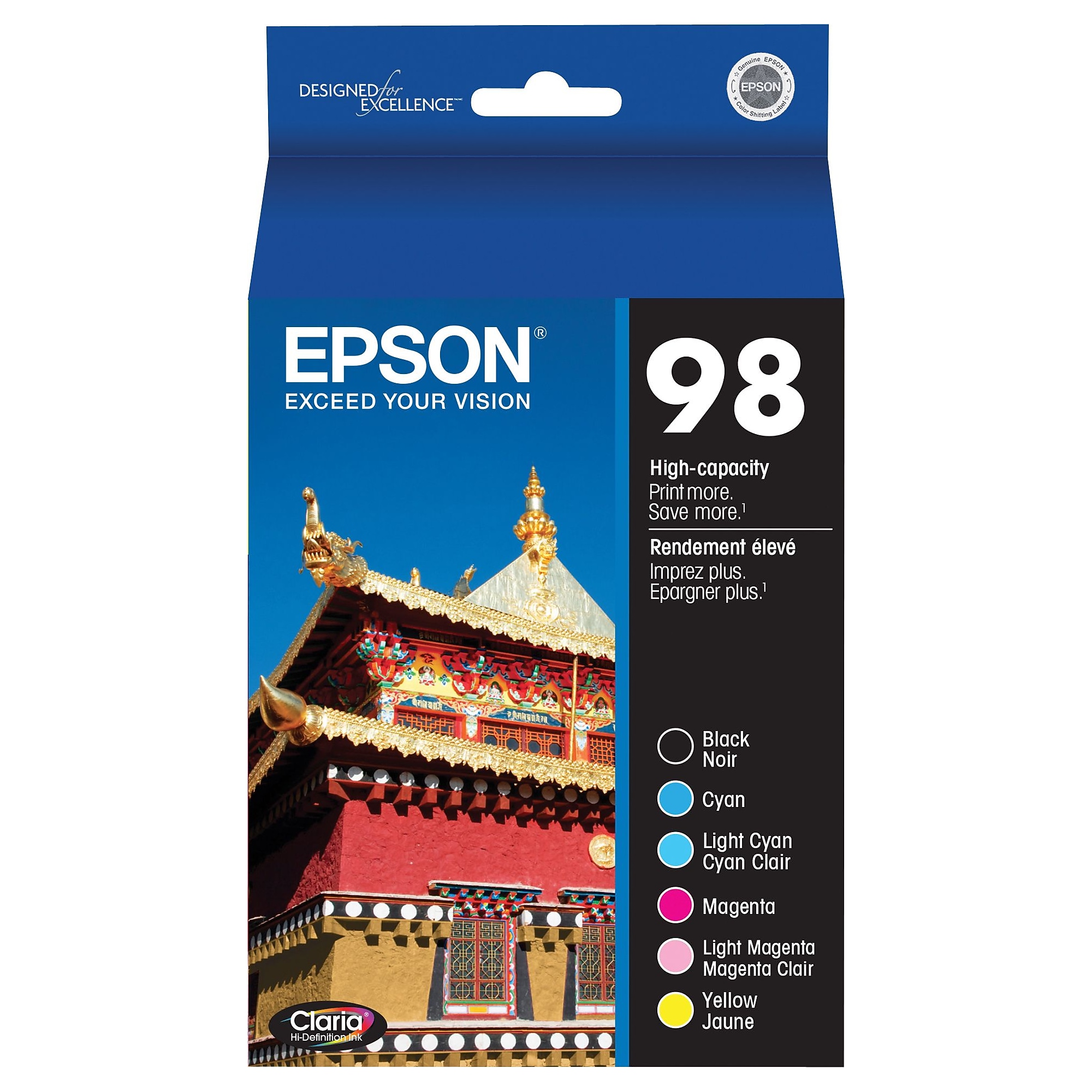 Epson 98 Black/Cyan/Light Cyan/Magenta/Light Magenta/Yellow High Yield Ink Cartridge, 6/Pack Sansujyuku sansujyuku.com