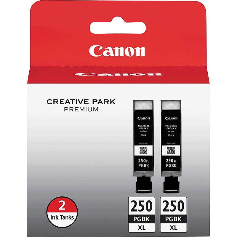 Canon 250XL Black High Yield Ink Cartridge, 2/Pack (6432B004) image 1