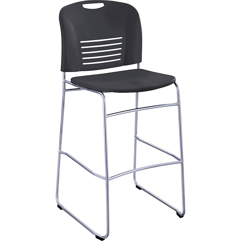 Safco® Vy™ Bistro Sled Base Chair, Plastic, Black, Seat: 18 1/2"W X 17"D, Back: 19 1/2"W X 16"H image 1