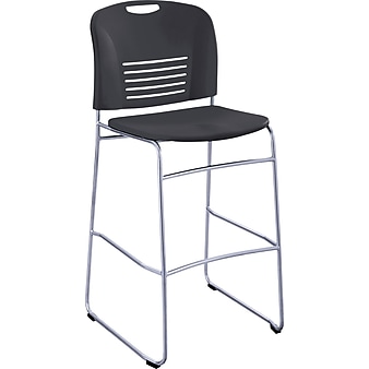 Safco® Vy™ Bistro Sled Base Chair, Plastic, Black, Seat: 18 1/2"W X 17"D, Back: 19 1/2"W X 16"H