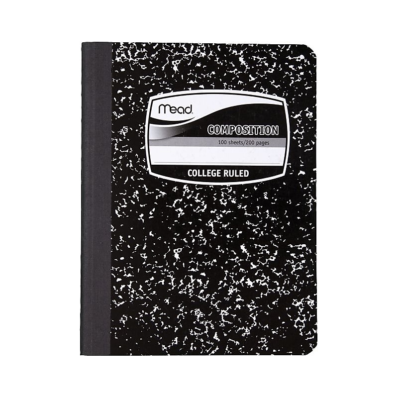 Mead 1-Subject Composition Notebooks, 9.75" x 7.5", College Ruled, 100 Sheets, Black (MD09932) image 1