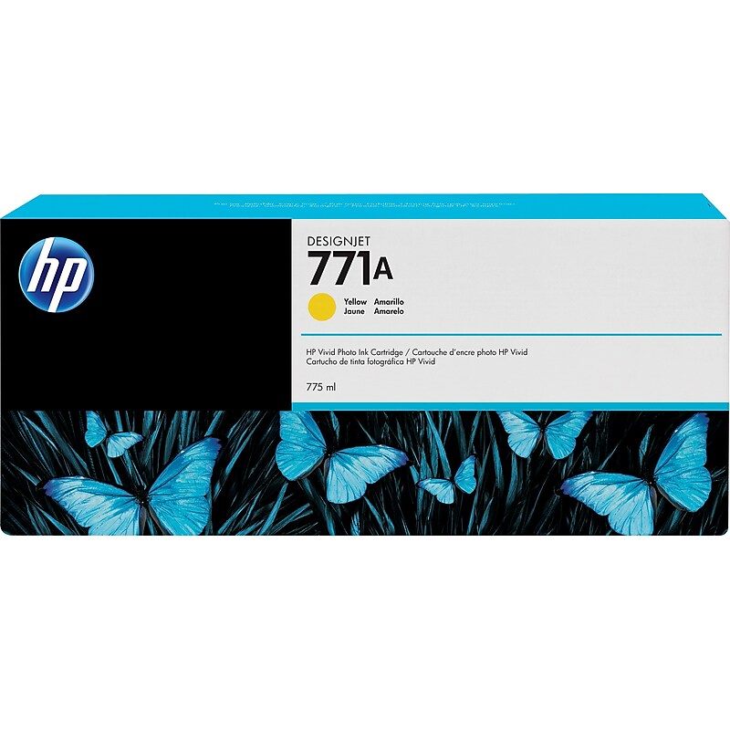 HP 771A Yellow Standard Yield Ink Cartridge (B6Y18A) image 1