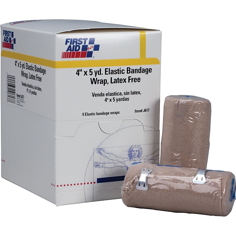 First Aid Only  4" x 5yd Elastic Bandage Wrap with Fasteners, 9/box (5-903/J617) image 1