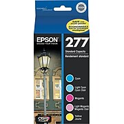 Epson 277 Cyan/Magenta/Yellow/Light Cyan/Light Magenta Standard Yield Ink Cartridge, 5/Pack