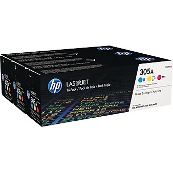 HP 305A Cyan/Magenta/Yellow Standard Yield Toner Cartridge, 3/Pack (CF370AM)