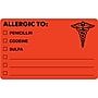 Tabbies® Medical Labels "ALLERGIC TO:", 2 1/2" x 4", Fluorescent Red, 100/Roll~#|#~s0761680_sc7