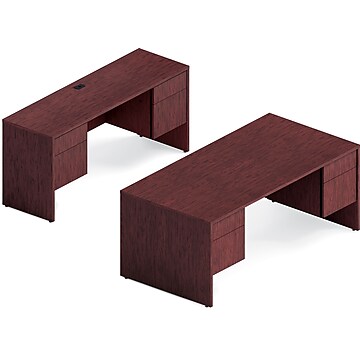 Global Genoa Desking Bundle 2, Quartered Mahogany (TDG2SL-QTM)