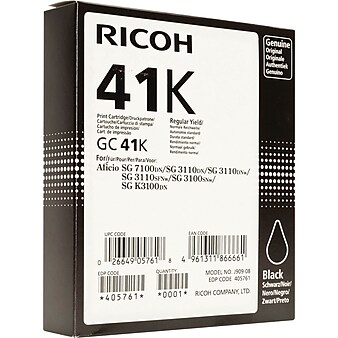 Ricoh GC-41K Black Standard Yield Ink Cartridge (405761)