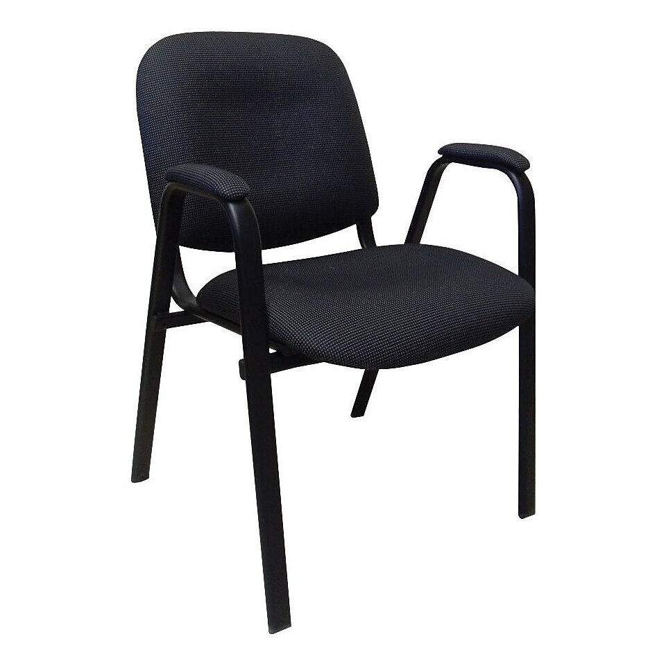 Marco Fabric Stacking Chairs with Arms, Black/Gray, Pack of 4