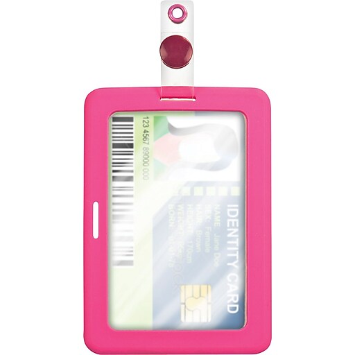 Cosco® MyID™ Rubberized Pink ID Badge Holder for Key Cards and ID Cards